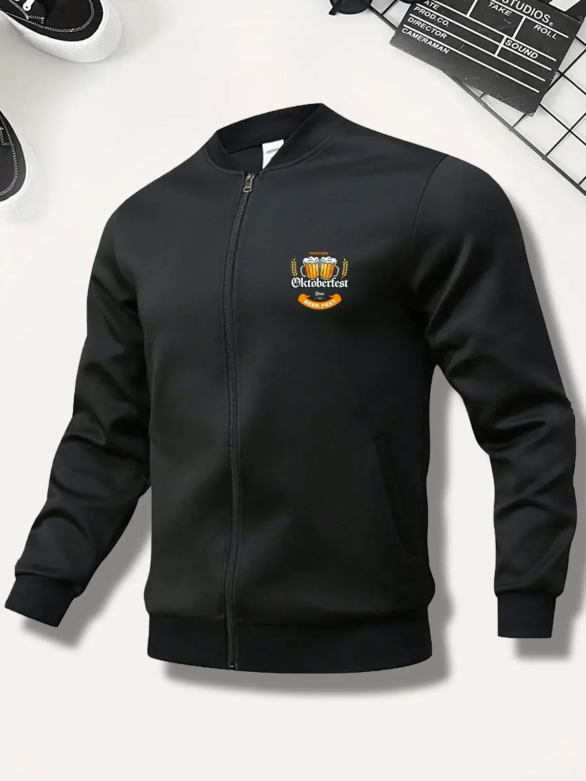Oktoberfest Jacke Herren Bomberjacke, Bierkrug-Print Bayerisch