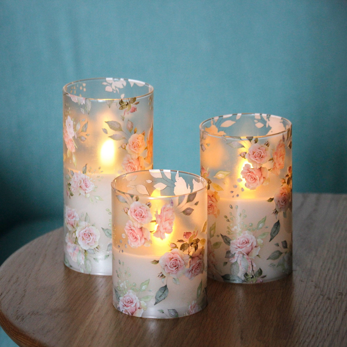 FloralCandle – LED-Kerzen-Set im Floral-Design, mit Fernbedienung