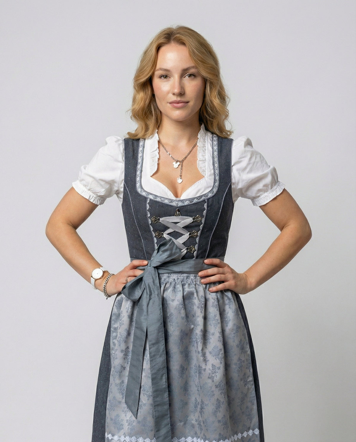 Dirndl Damen Oktoberfest 3-teilig, Dirndlkleid mit Bluse und Schürze