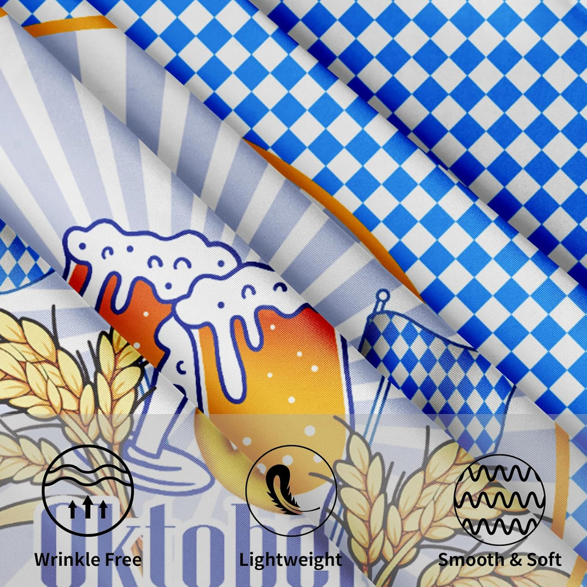 Oktoberfest Tischdecke Rund, Bayerisches Rautenmuster Polyester