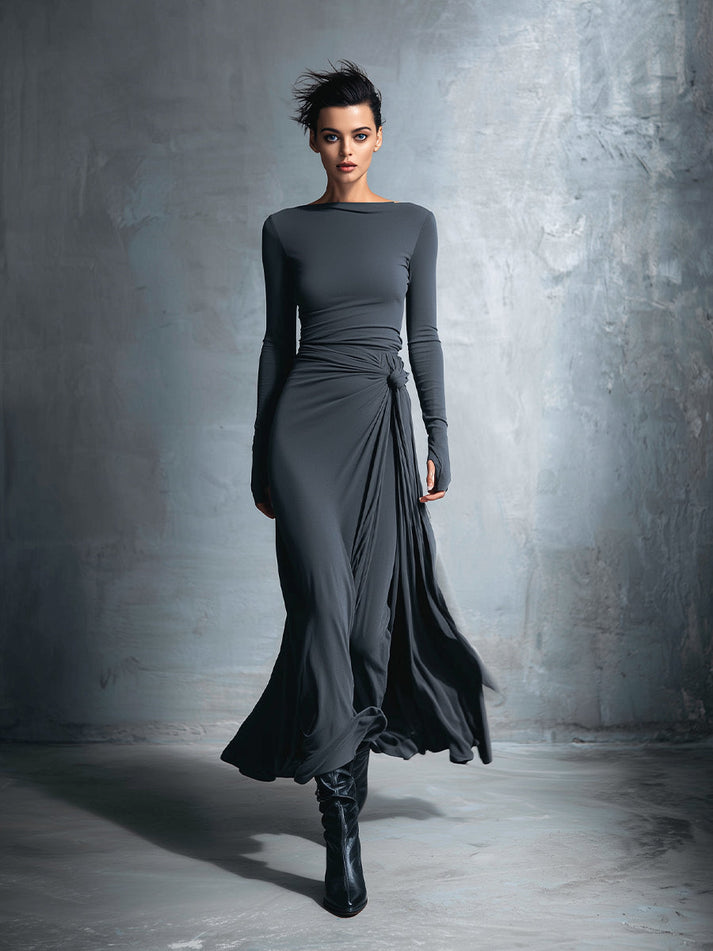 MaxiDress Wickelkleid Mit Fließendem Maxi-Rock