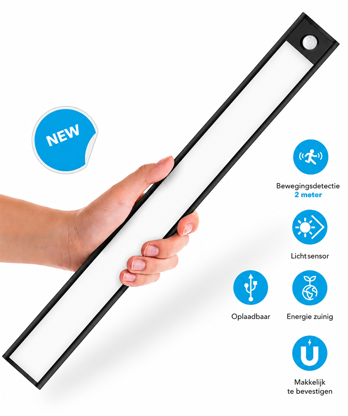 OVERNACHT – Smarte LED-Lampe mit Magnethalterung und Bewegungssensor