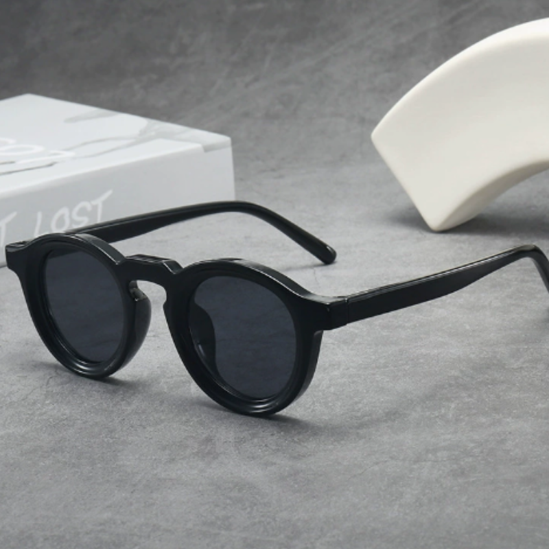 RetroSunglasses Vintage Sonnenbrille rund, Schwarz