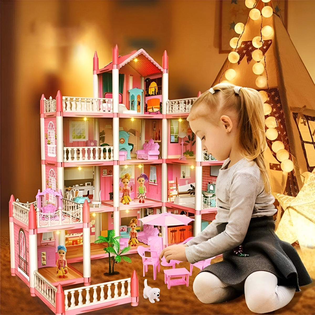 MiniMansion DIY Puppenhaus, Kreatives Spielset Für Kinder