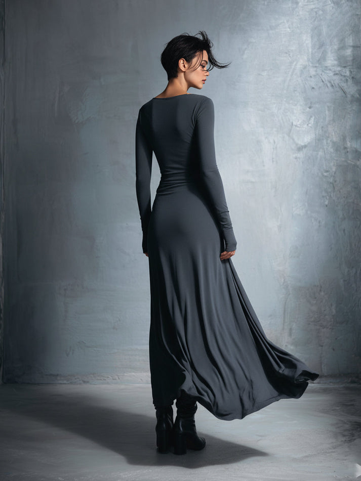 MaxiDress Wickelkleid Mit Fließendem Maxi-Rock