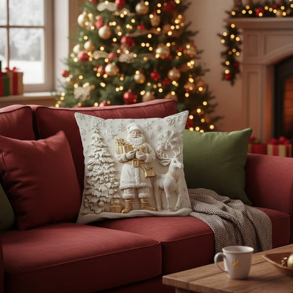 ChristmasCovers Weihnachts-Kissenbezüge in Weiß, 4er-Set