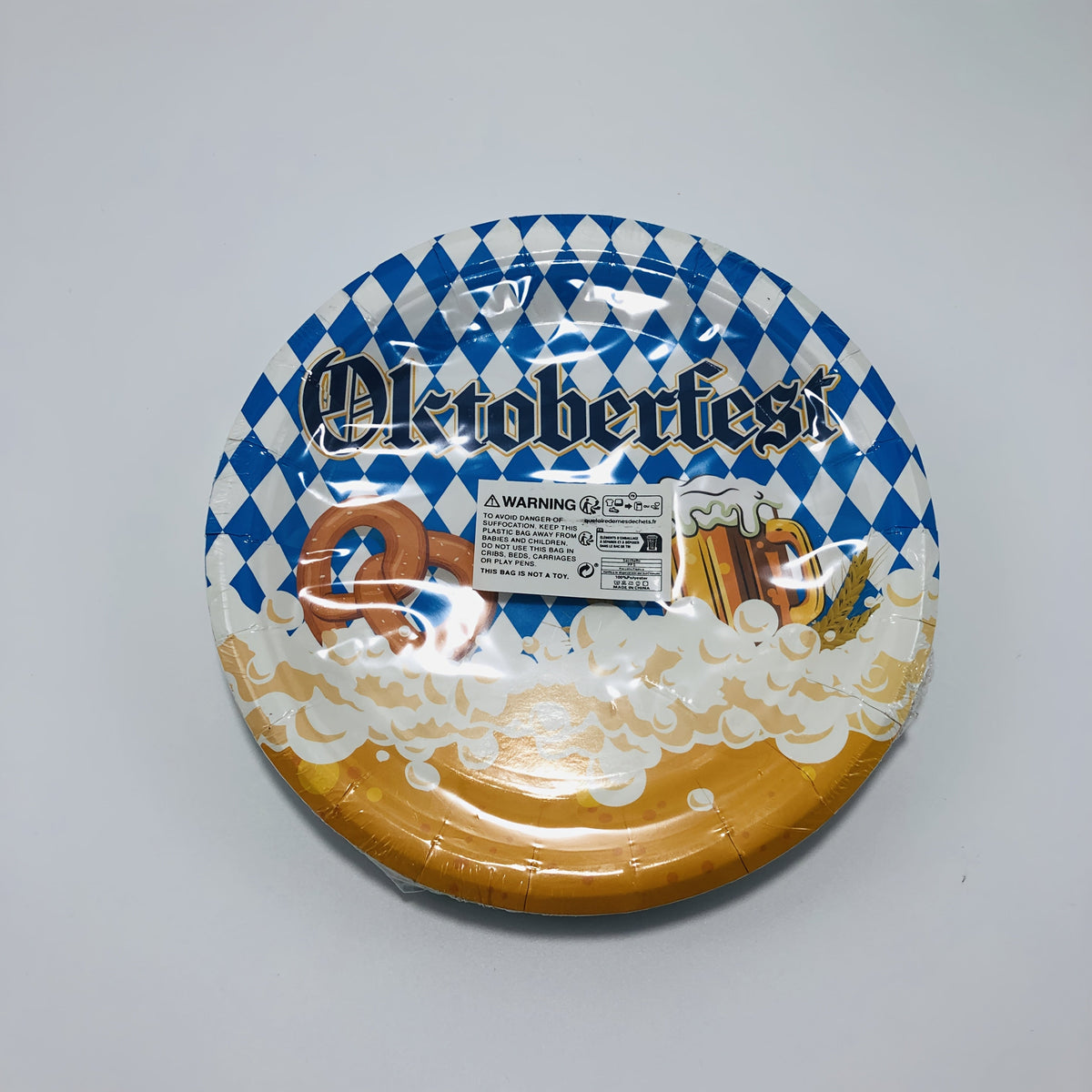Oktoberfest Papier Teller-Set, Bayerisches Rautenmuster