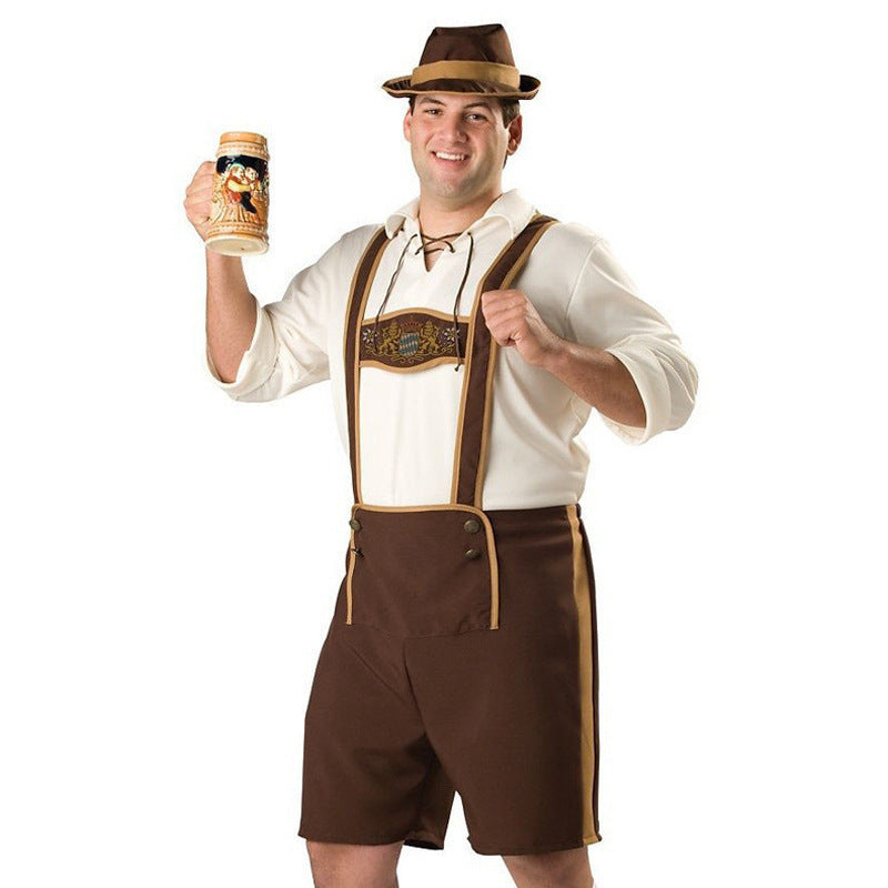 Lederhose Herren Oktoberfest, Trachten Lederhose mit Stickerei