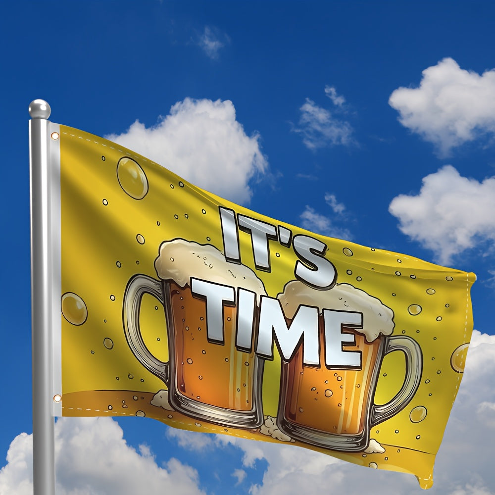 Oktoberfest Deko-Flagge Groß, Bierkrug-Motiv Wetterfest