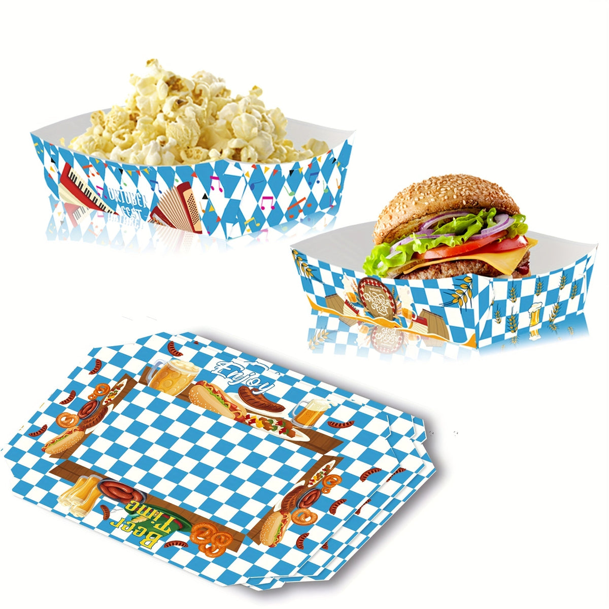 Oktoberfest Snackschalen Papier, Rautenmuster 2x24 Stück