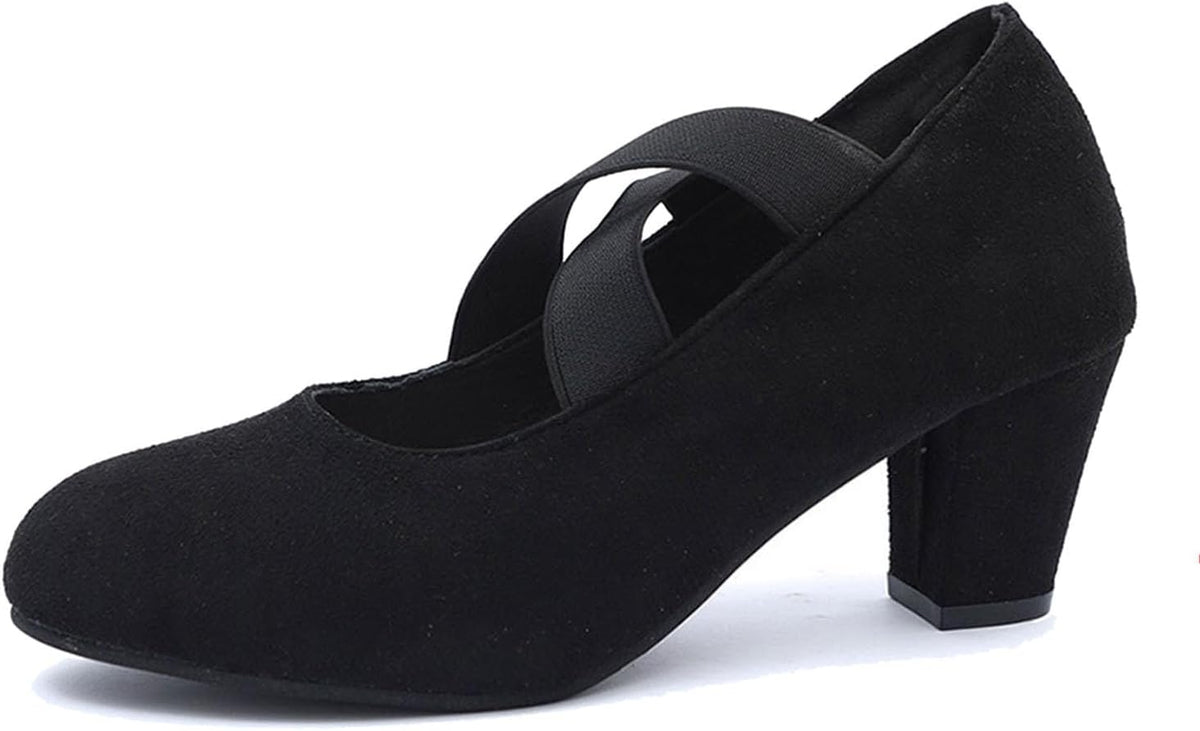Trachtenschuhe Damen Oktoberfest, Samt Pumps mit Kreuzband