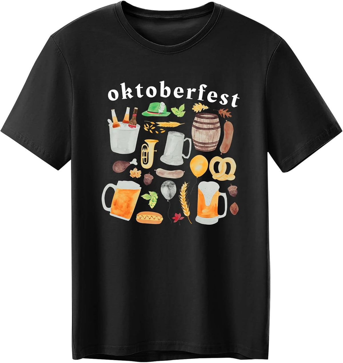 Oktoberfest T-Shirt Herren, Print Shirt Bierkrug & Brezn