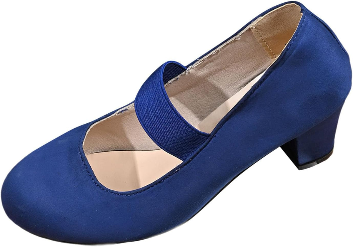 Trachtenschuhe Damen Oktoberfest, Samt Pumps mit Elastikriemen