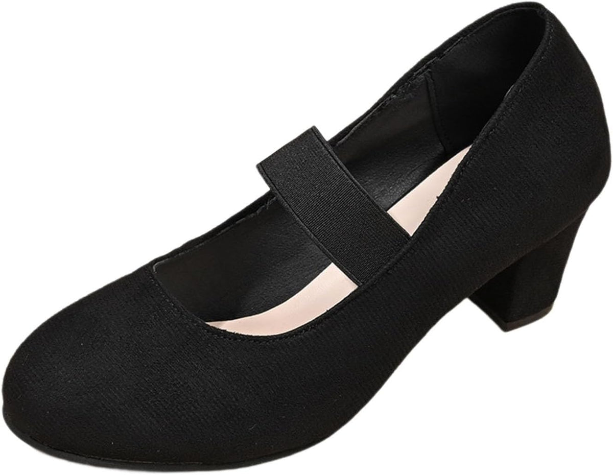 Trachtenschuhe Damen Oktoberfest, Samt Pumps mit Elastikriemen