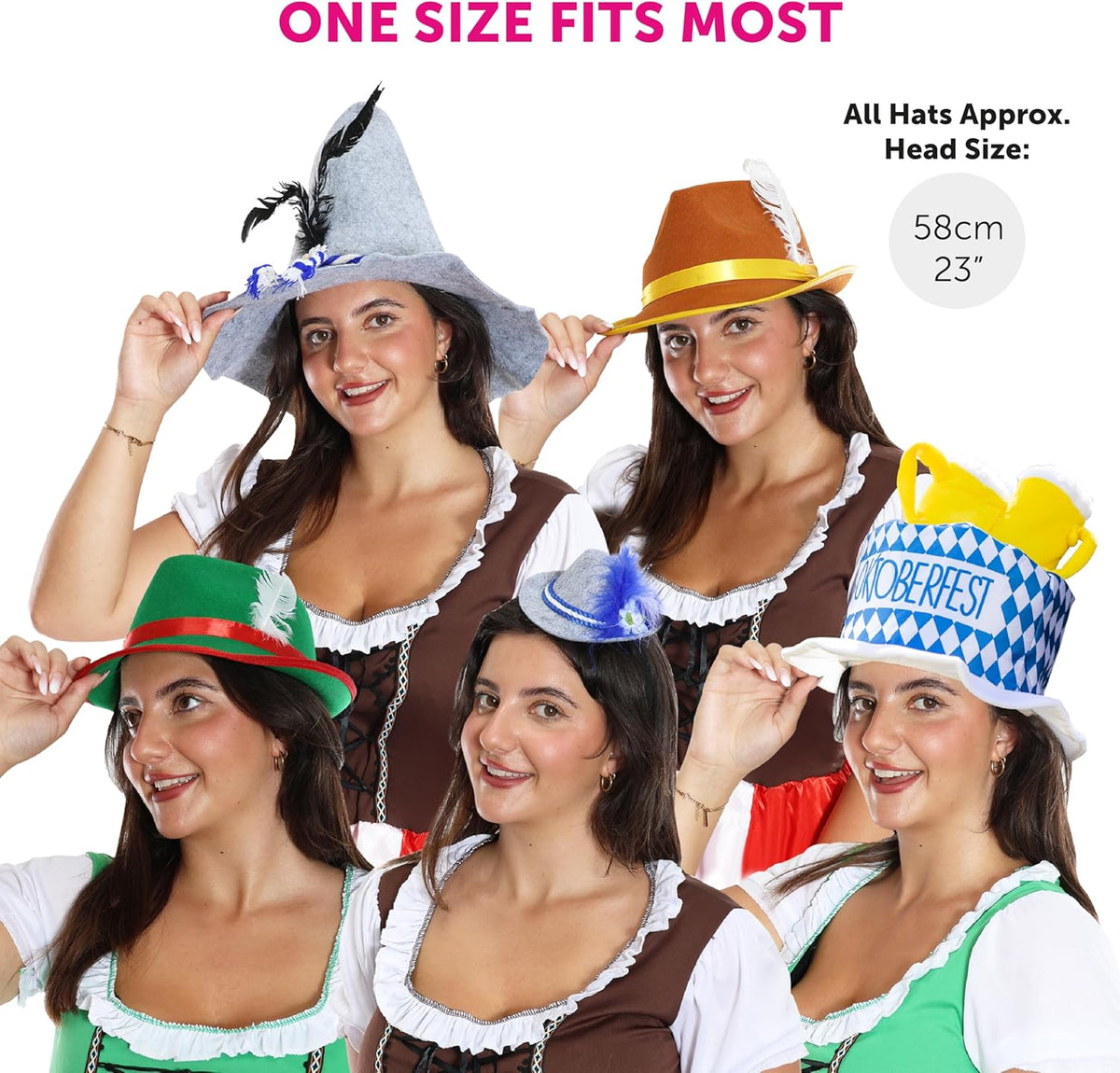 Oktoberfest Hut-Set 5-teilig, Trachtenhut Filz Polyester Gruppenset