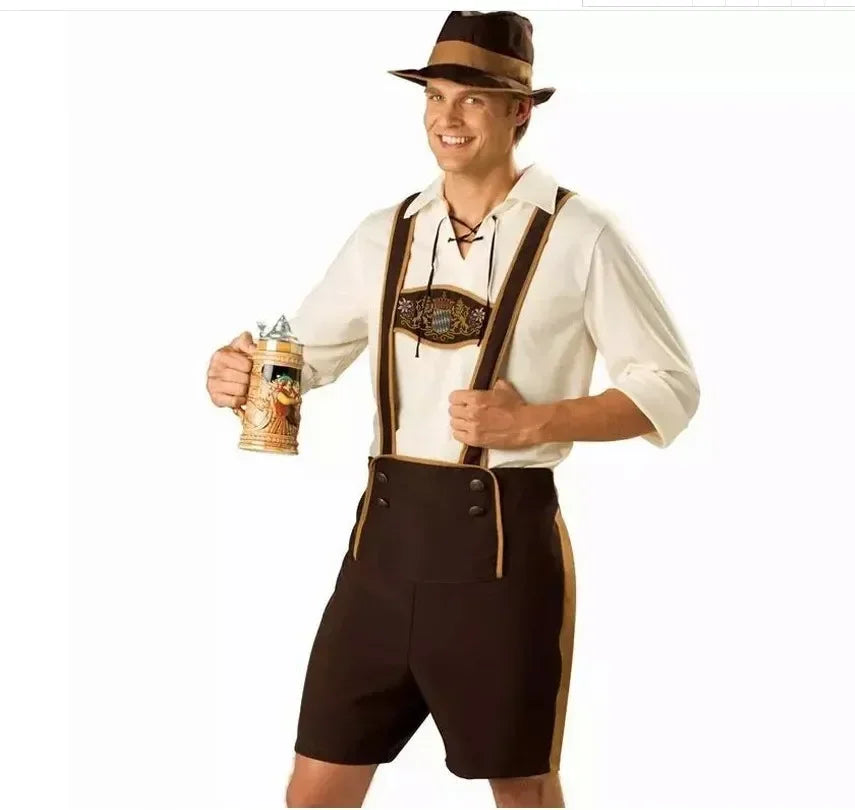 Oktoberfest Kostüm Herren, Lederhosen Kostüm 3-teiliges Set