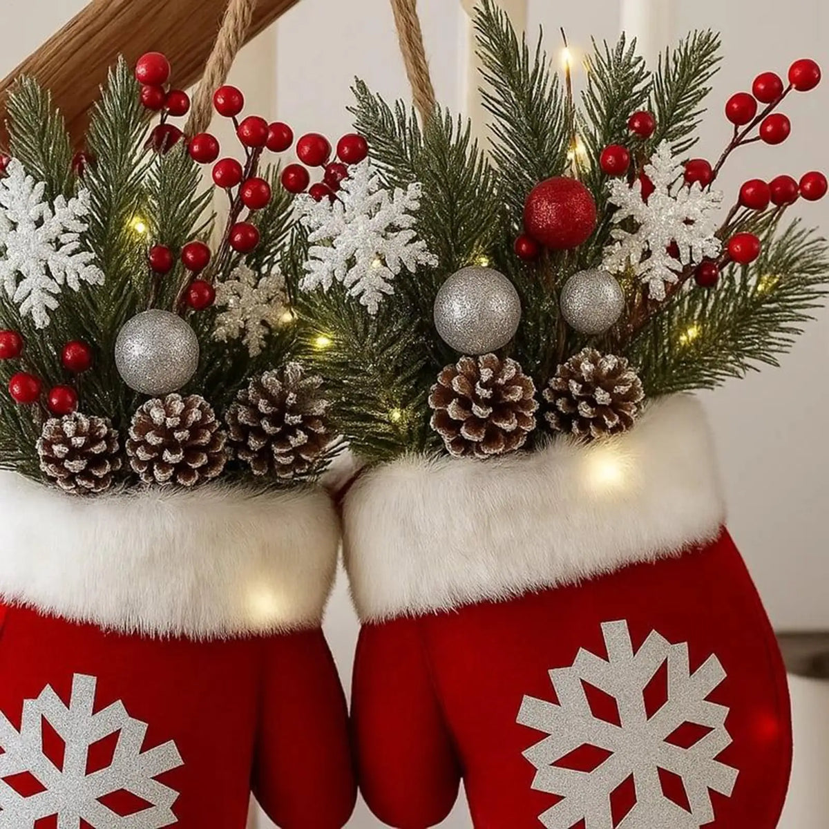 LED-Weihnachtskranz Fäustlingsform – Batteriebetrieben