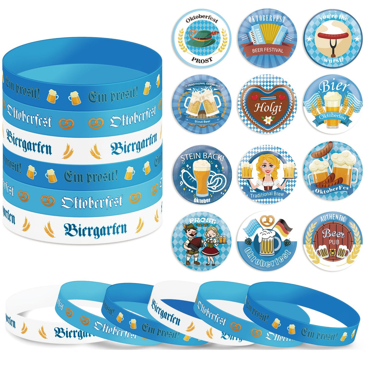 Oktoberfest Accessoires-Set, Armbänder & Anstecker Partyzubehor