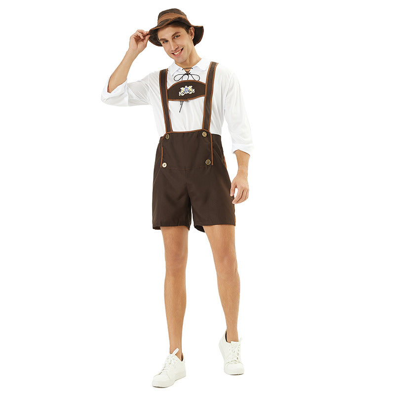 Lederhose Herren Oktoberfest, Trachten Lederhose mit Hosenträgern