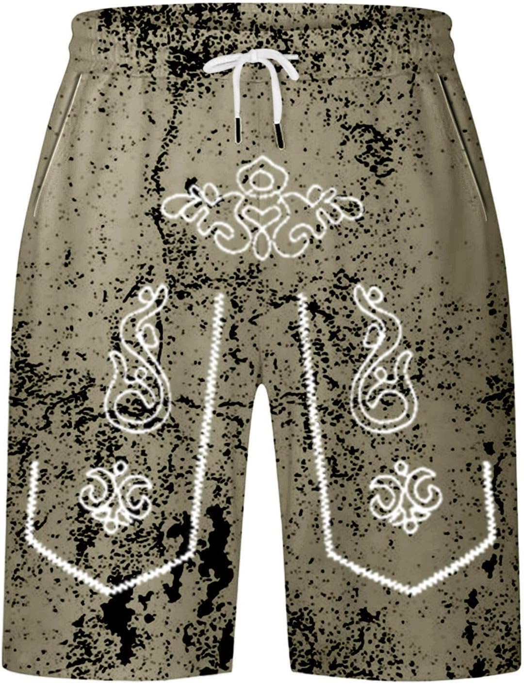 Oktoberfest Shorts Herren, Used-Look Trachten-Print