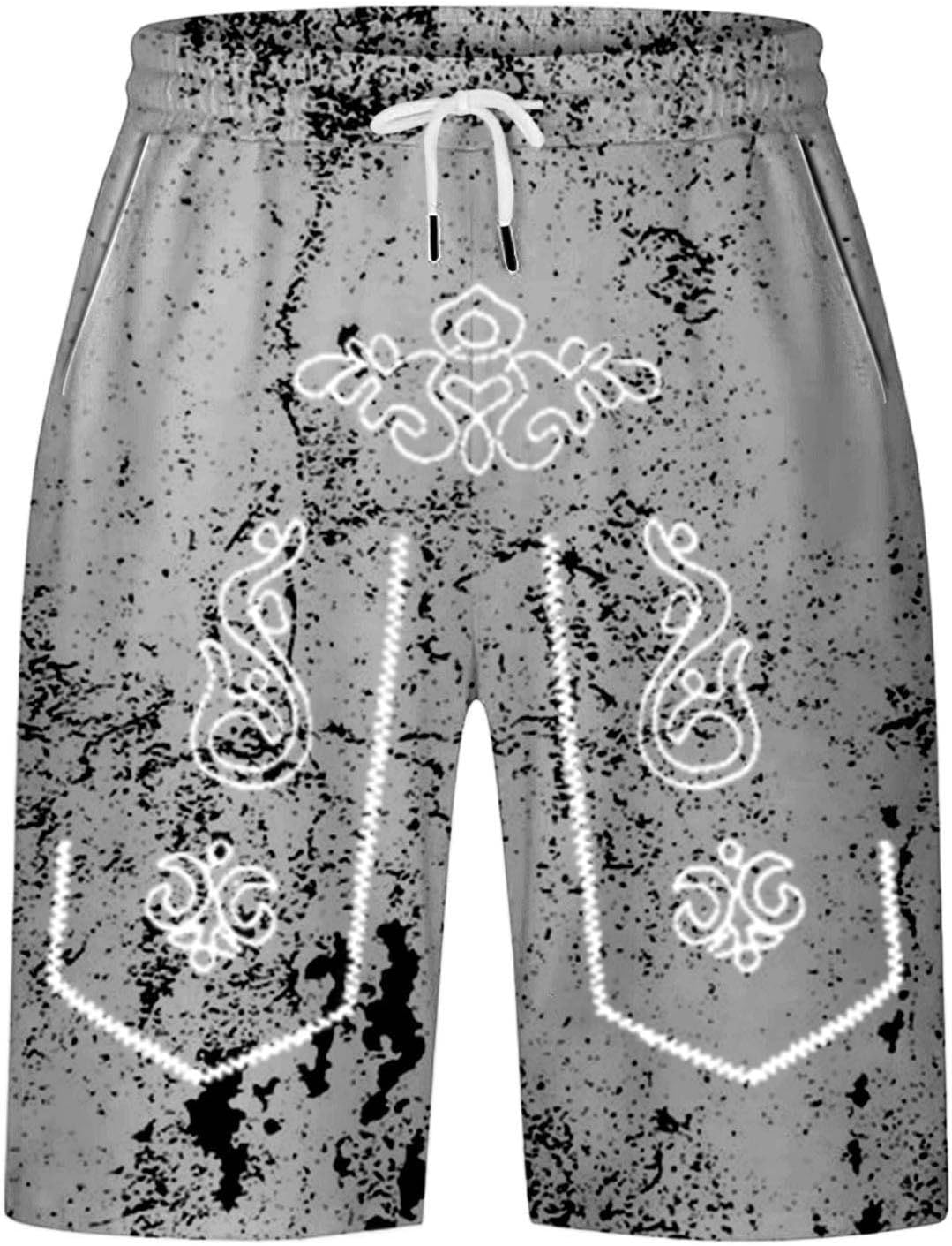Oktoberfest Shorts Herren, Used-Look Trachten-Print