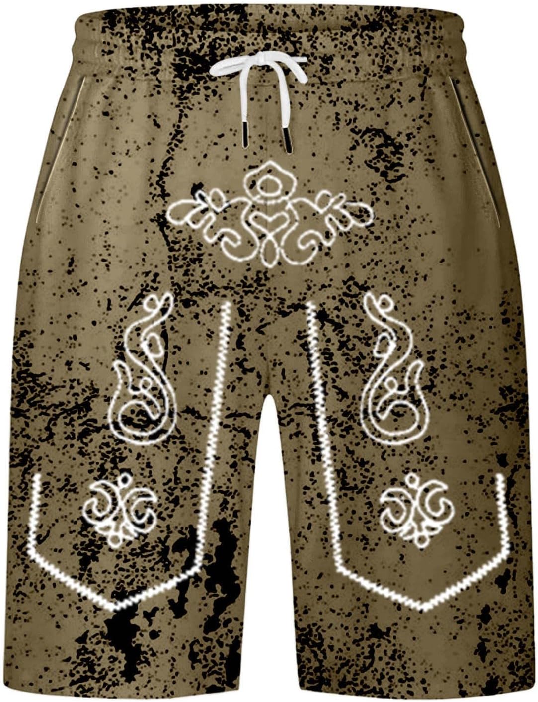 Oktoberfest Shorts Herren, Used-Look Trachten-Print