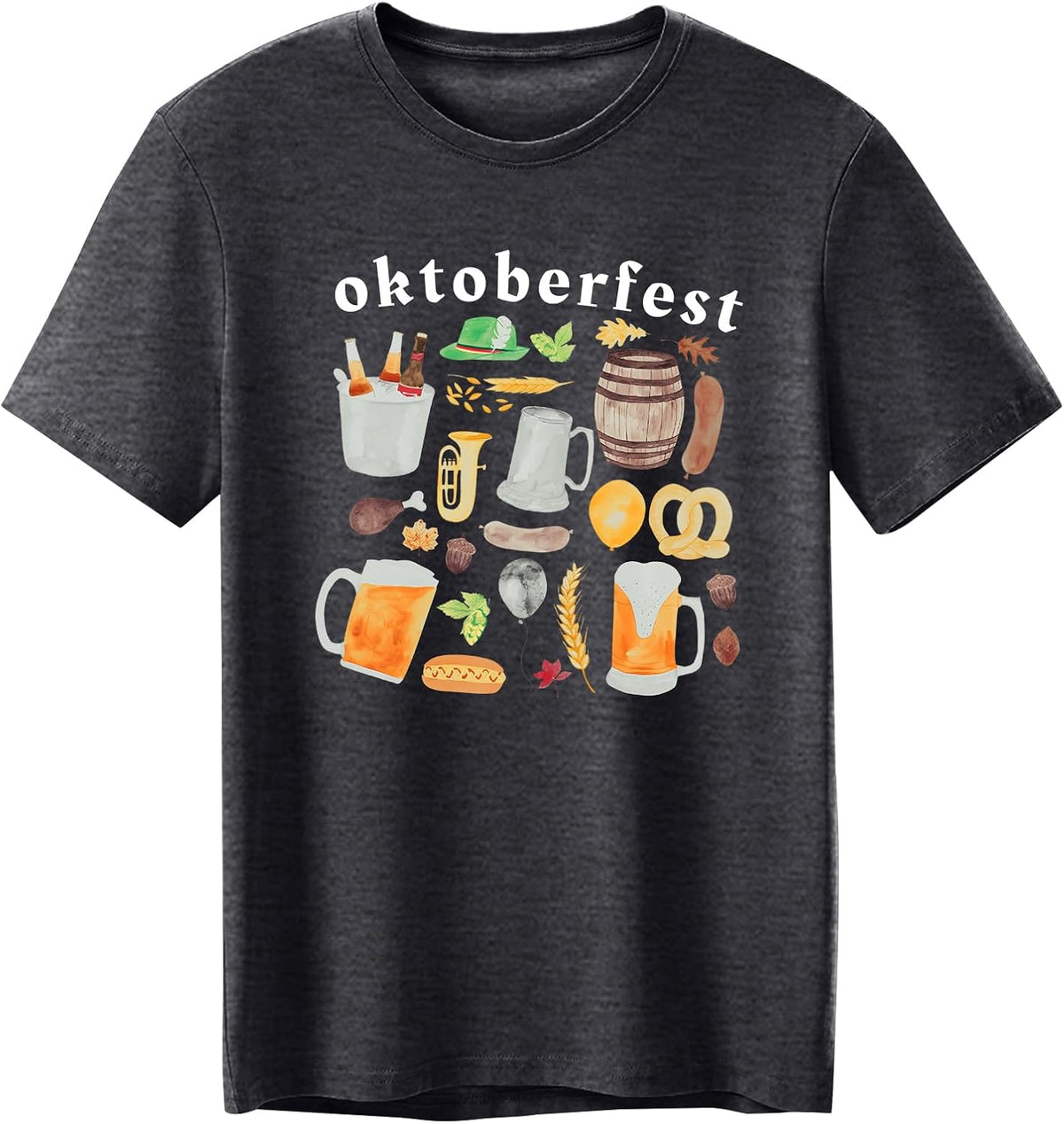 Oktoberfest T-Shirt Herren, Print Shirt Bierkrug & Brezn