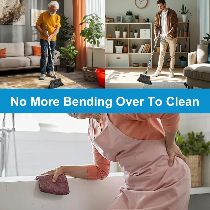 Anwendung des FlexibleBroom im Wohnzimmer, aufrechte Kehrhaltung
