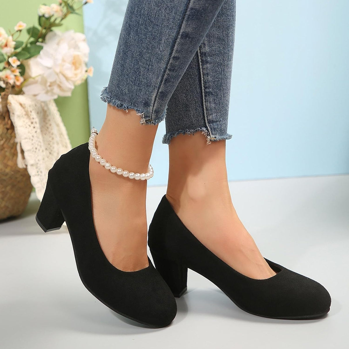 Trachtenschuhe Damen Oktoberfest, Samt Pumps Leopardenmuster