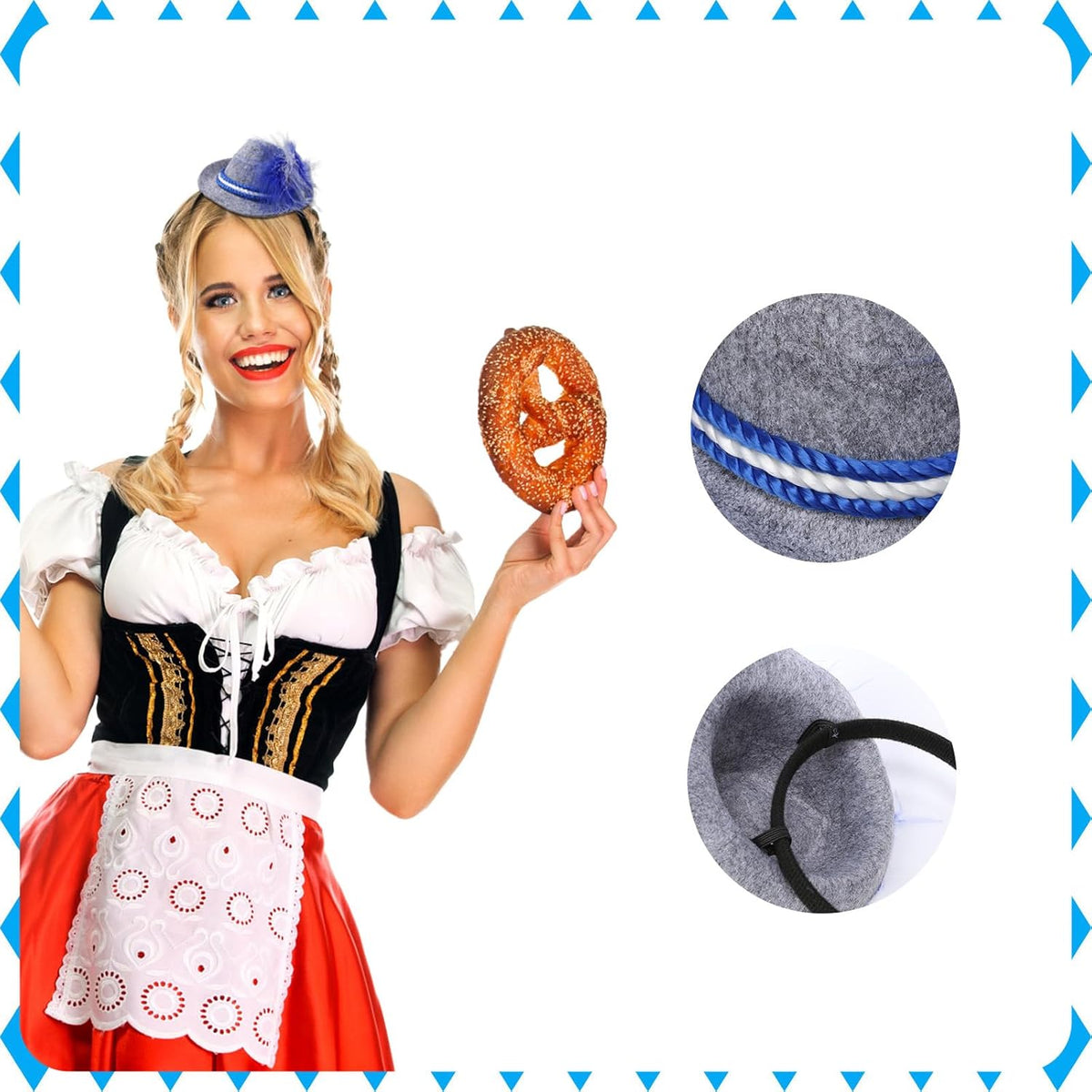 Oktoberfest Mini-Trachtenhüte Haarreif, 3er-Set Kostümzubehör