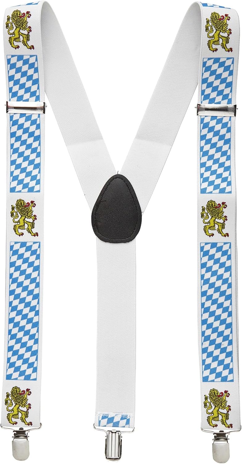 Trachten Hosenträger Oktoberfest, Rautenmuster & Löwenmotiv