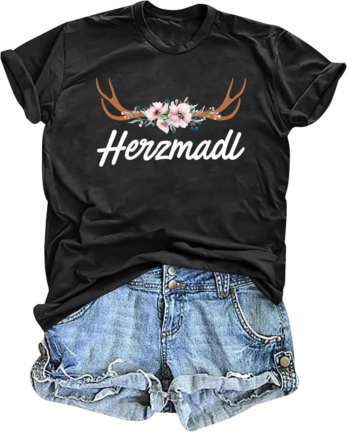 Oktoberfest T-Shirt Damen Kurzarm, Herzmadl Wiesn Shirt