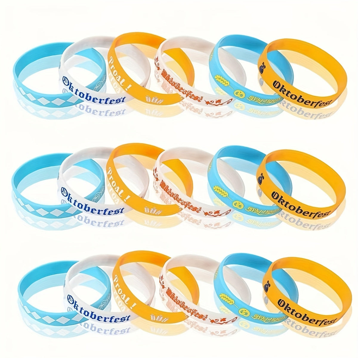 Oktoberfest Silikon Armbänder, Party Accessoire 24er-Set