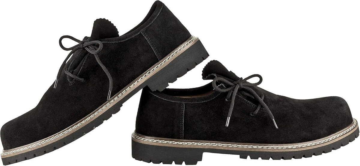 Haferlschuhe Herren Oktoberfest, Trachtenschuhe Wildleder Schwarz