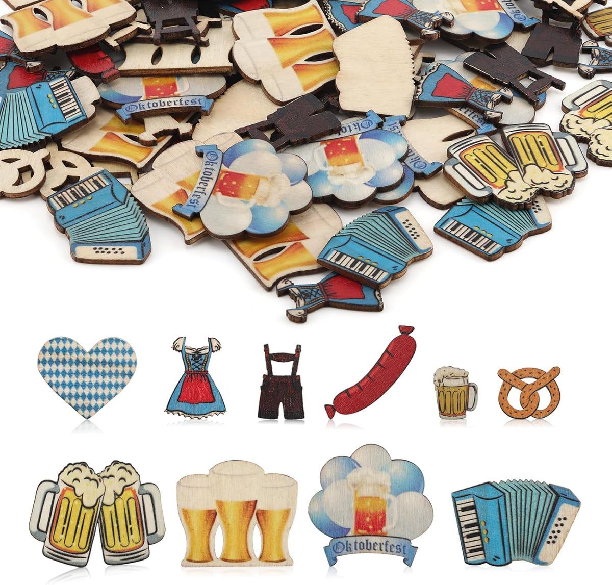 Oktoberfest Holzdeko Streudeko, Dirndl & Lederhosen 100er-Set