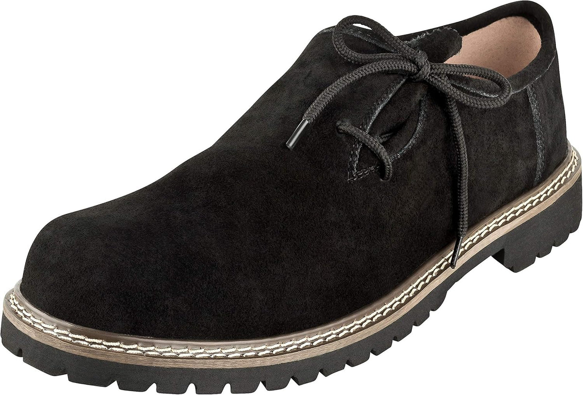 Haferlschuhe Herren Oktoberfest, Trachtenschuhe Wildleder Schwarz