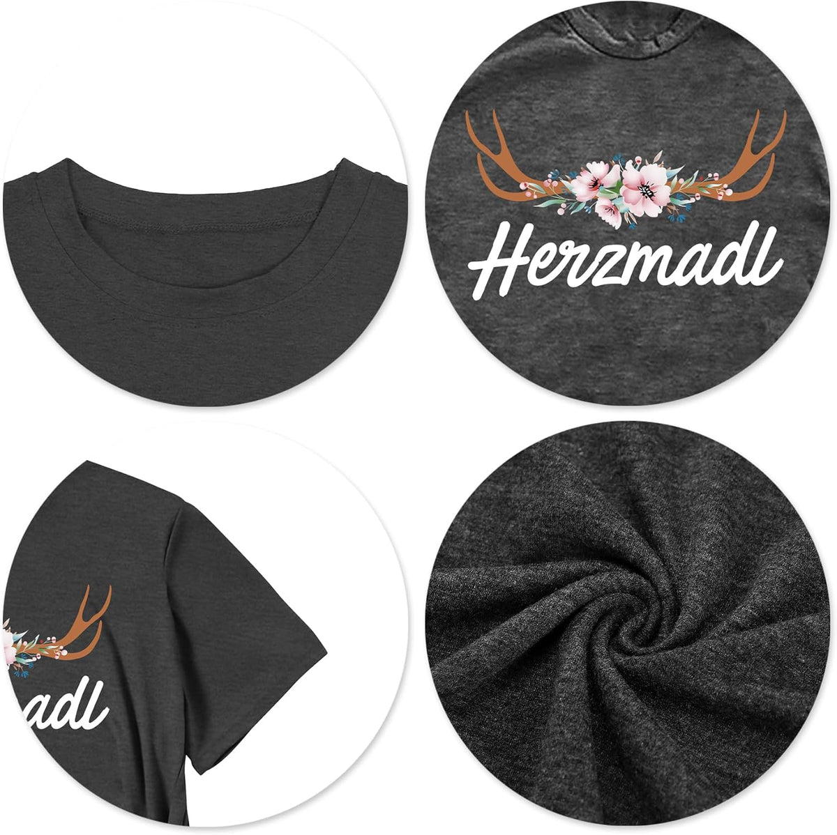 Oktoberfest T-Shirt Damen Kurzarm, Herzmadl Wiesn Shirt