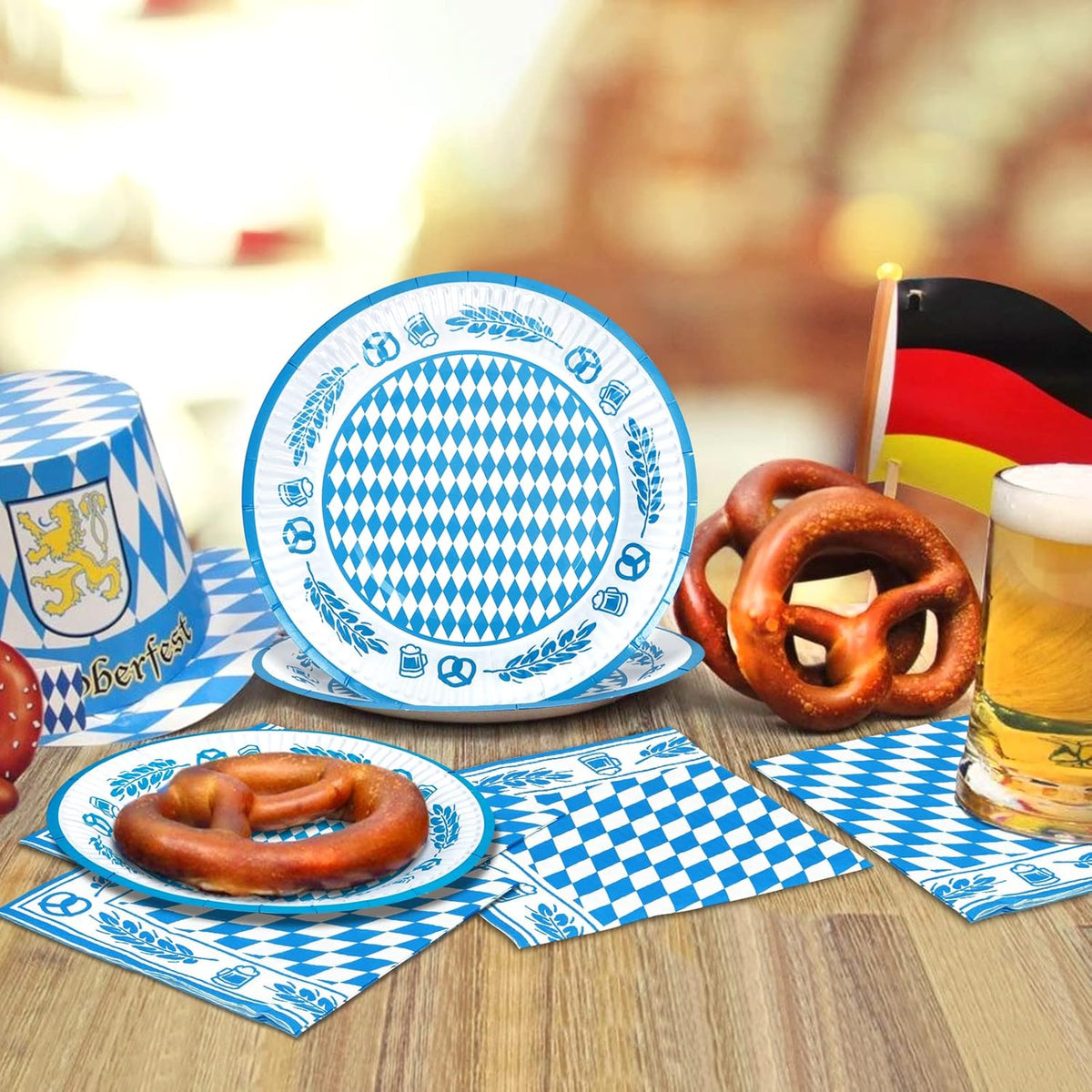 Oktoberfest Tischdeko-Set, Servietten & Bierdeckel 80-teilig