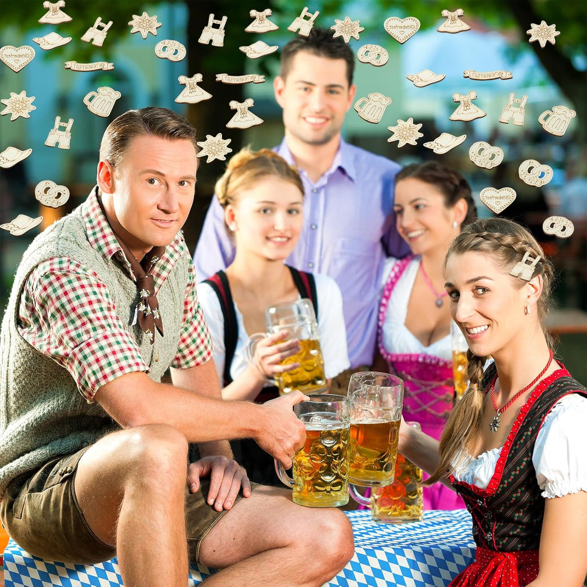 Oktoberfest Holzkonfetti Streudeko, 100er-Pack Tischdeko