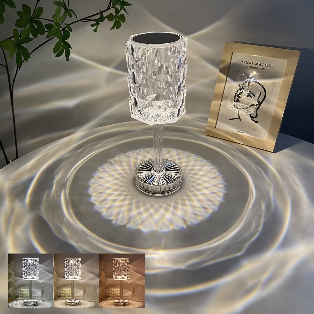 SparkleLamp Kristall-LED-Lampe mit Fernbedienung, Beleuchtete Wandmuster