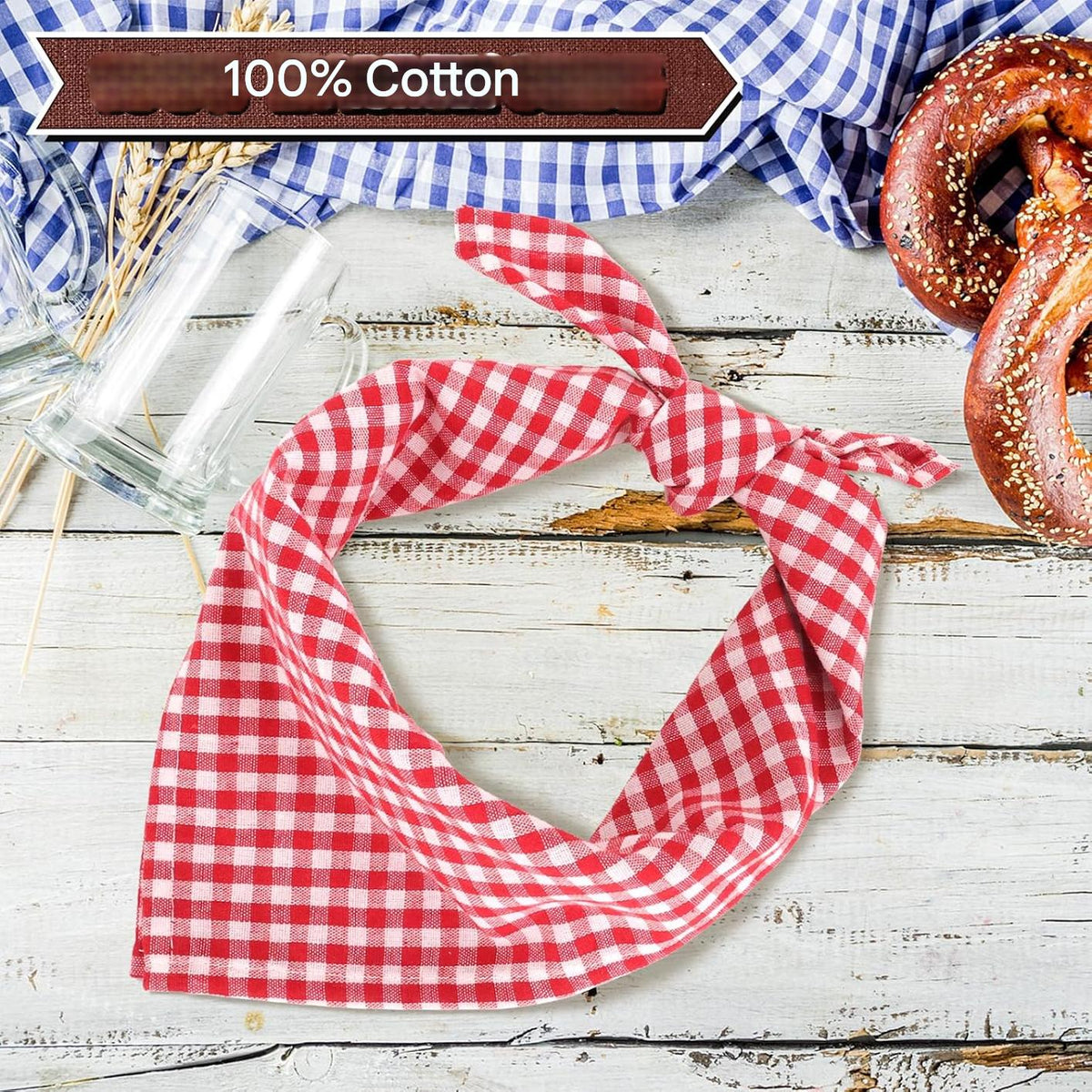 Trachten Halstuch Karo Oktoberfest, Unisex 2er-Set