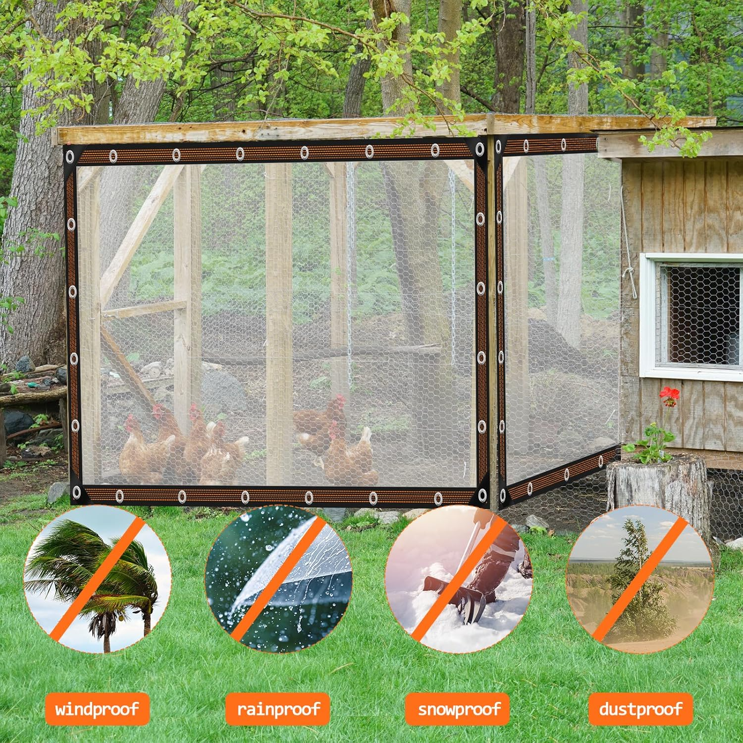 OutdoorCover Schutzplane an einem überdachten Freiluftbereich, wind-, regen-, schnee- und staubfest