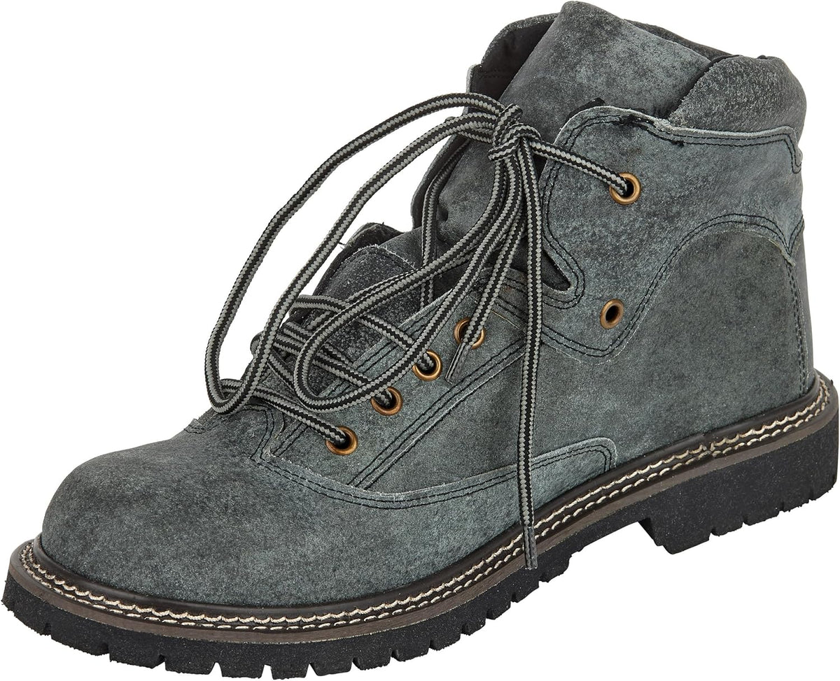 Trachtenschuhe Herren Oktoberfest, Wildleder Haferlschuhe Grau