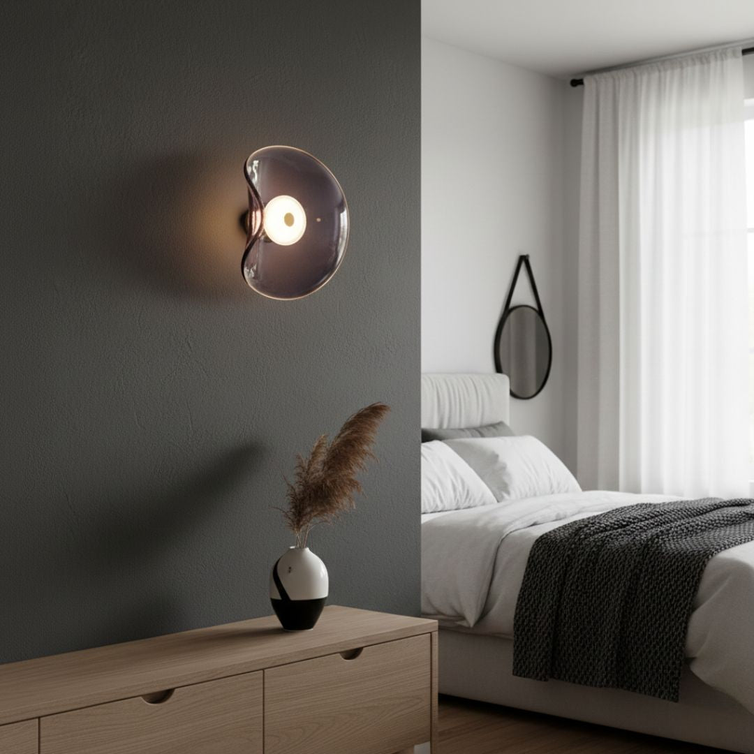Glas-Wandleuchte LED Farbe Rauchlila Ansicht