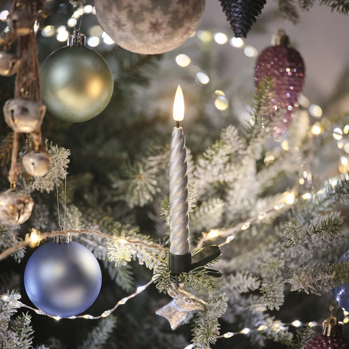 LED-Weihnachtsbaumkerzen Silber Set – 10er