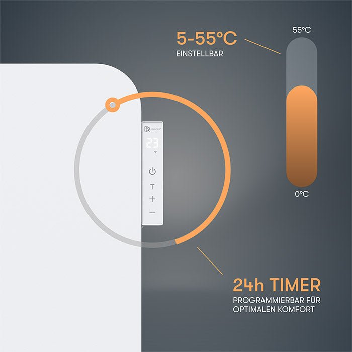 Metall-Infrarotheizung mit Smart-Thermostat