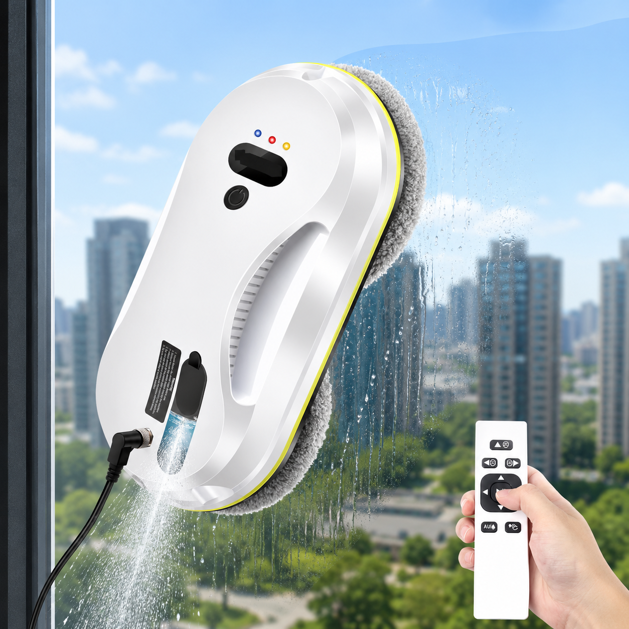 Fensterputzroboter mit Sprühfunktion für Glasfenster