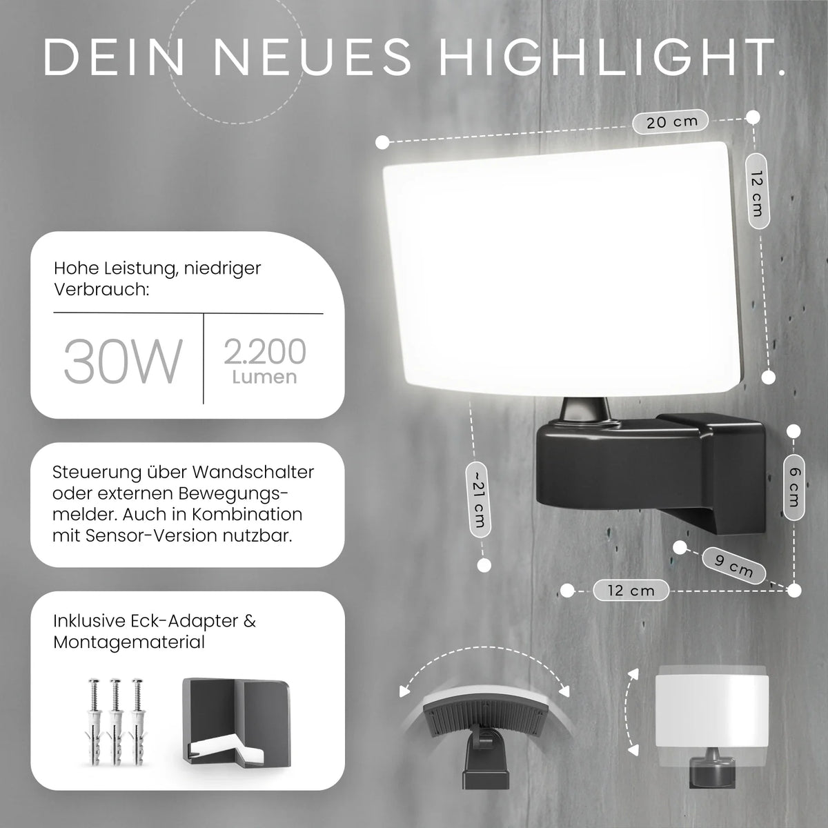 Wandleuchte LUMAX an Hauswand montiert