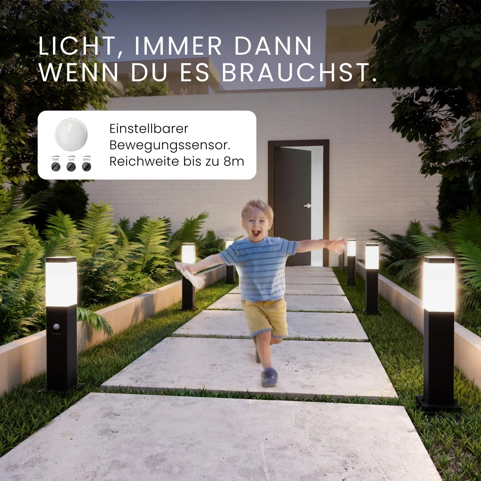Wegeleuchte TAVO mit Sensor Detailansicht Bewegungsmelder