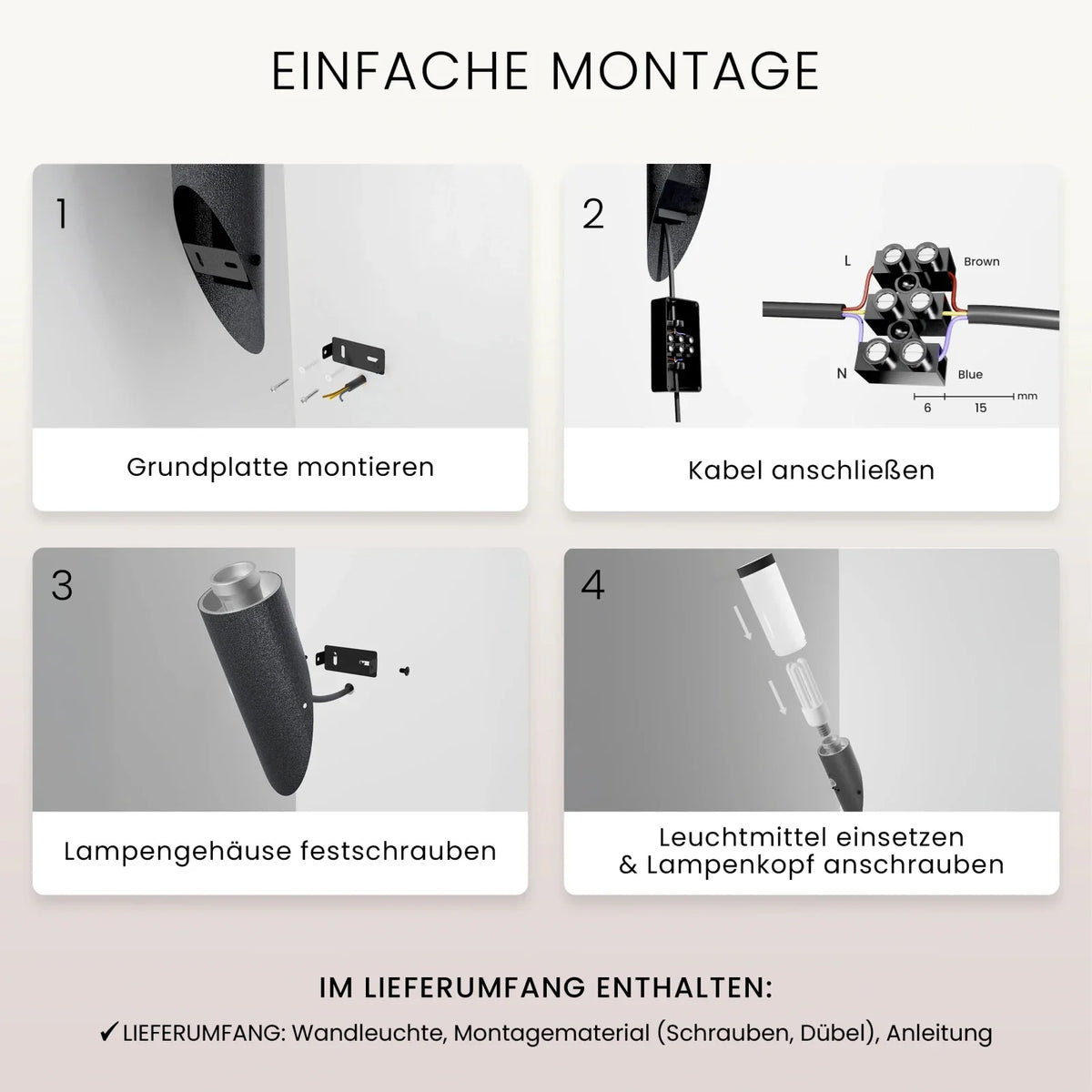 Wandleuchte WAVO bei Nacht leuchtend